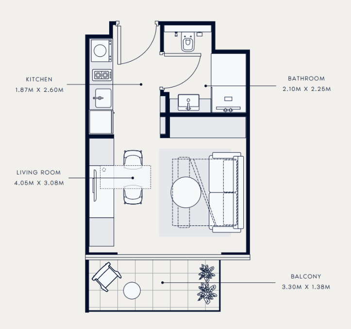 Flat 30.9 m2 in complex Azizi Venice