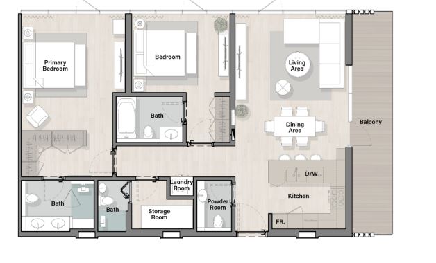 Layout picture 2-br from 1376 sqft Photo 2