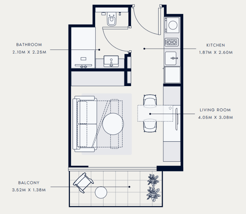 Flat 31.1 m2 in complex Azizi Venice