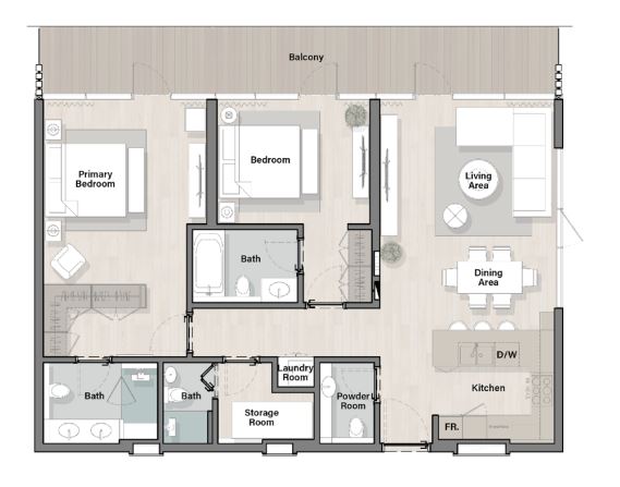 Layout picture 2-br from 1376 sqft Photo 3