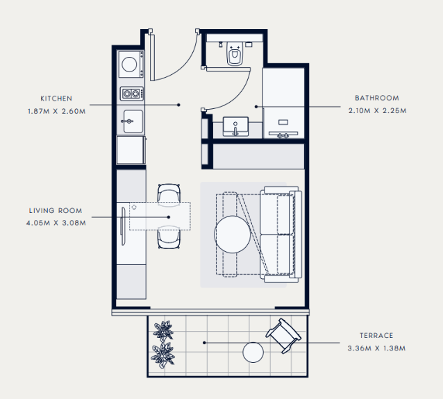 Flat 31.1 m2 in complex Azizi Venice