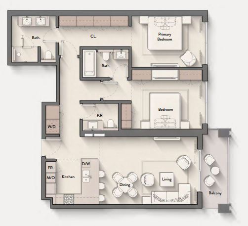 Layout picture 2-br from 1100 sqft