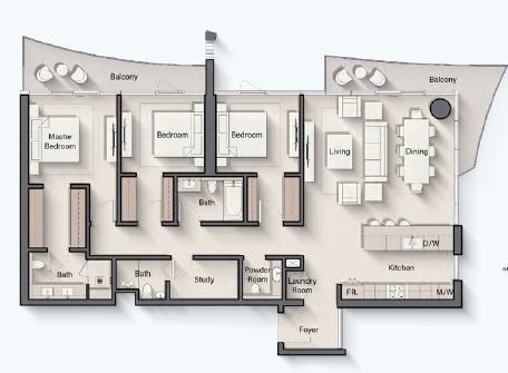 Layout picture 3-br from 1252 sqft