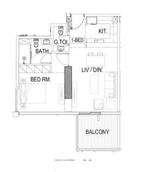 Layout picture 1-rooms flat 68.9 m2 in complex Elegance Tower
