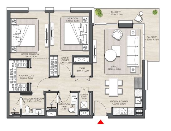 Layout picture 2-br from 1102 sqft