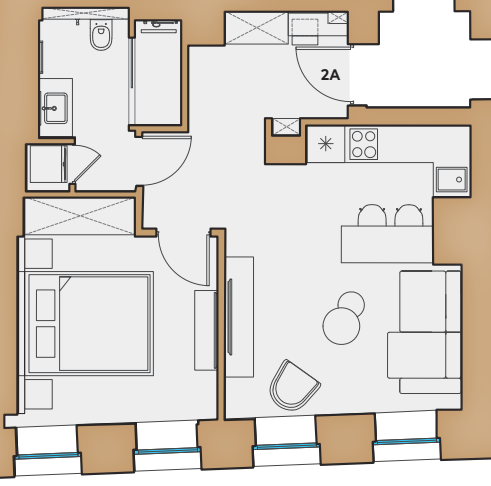 Layout picture 2-rooms from 42.4 m2