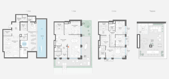 Layout picture Apartment with 4 bedrooms 418 m2 in complex Obydensky №1