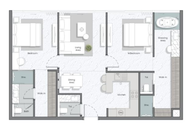 Layout picture 2-br from 1393 sqft