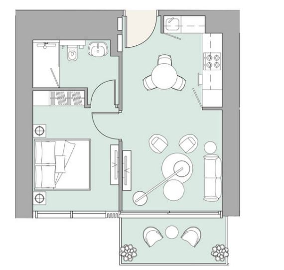 Layout picture 1-br from 571 sqft Photo 4