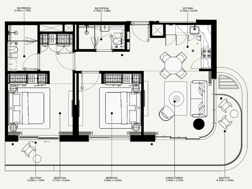 Flat 102.9 m2 in complex Azizi Venice