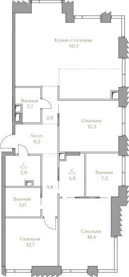 Apartment with 3 bedrooms 127.1 m2