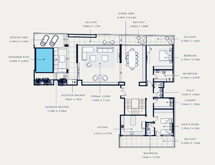 Flat 718.3 m2 in complex Azizi Riviera