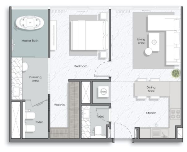 Layout picture 1-br from 942 sqft