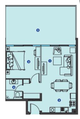 Layout picture 1-br from 1076 sqft Photo 2