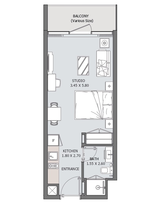 Flat 36.2 m2 in complex Verdana 6