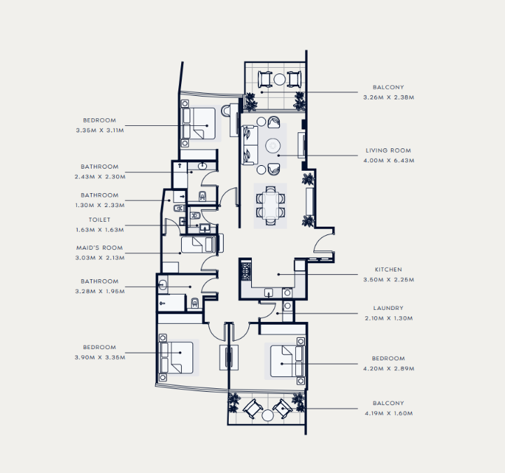 Flat 150.2 m2 in complex Azizi Venice