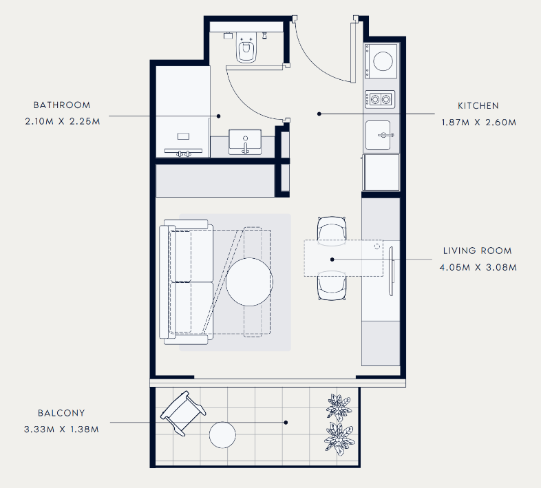 Flat 30.8 m2 in complex Azizi Venice