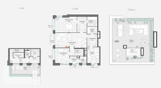 Layout picture Apartment with 4 bedrooms 172 m2 in complex Obydensky №1