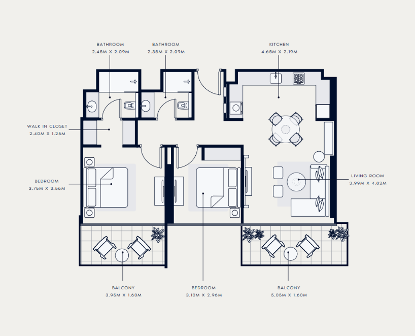 Flat 99.2 m2 in complex Azizi Venice