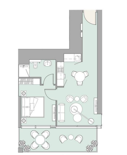 Layout picture 1-br from 571 sqft Photo 2