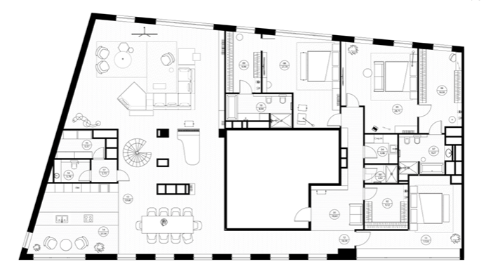 Layout picture Apartment with 3 bedrooms 343.6 m2 in complex Artisan