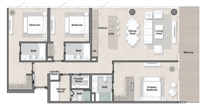 Layout picture 3-br from 2046 sqft Photo 2