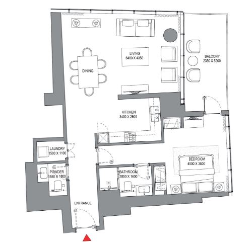 Layout picture 1-br from 860 sqft