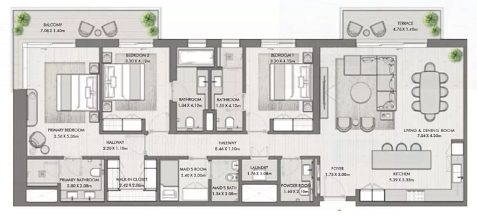 Layout picture 3-br from 1787 sqft