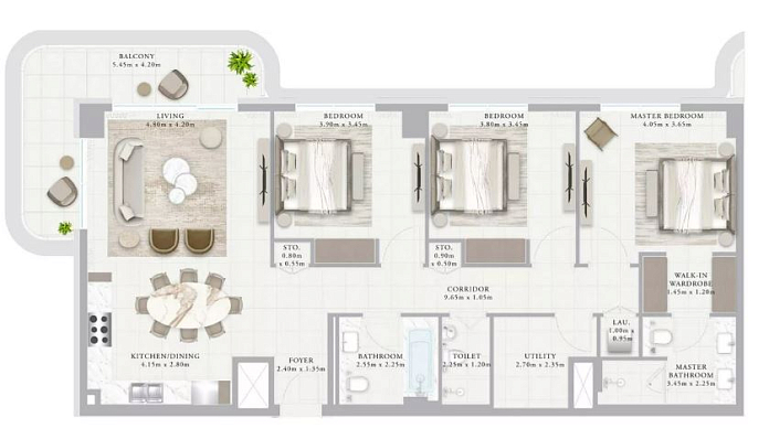 Layout picture 3-br from 1617 sqft Photo 2