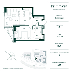 Layout picture Apartment with 1 bedroom 51.1 m2 in complex Primavera
