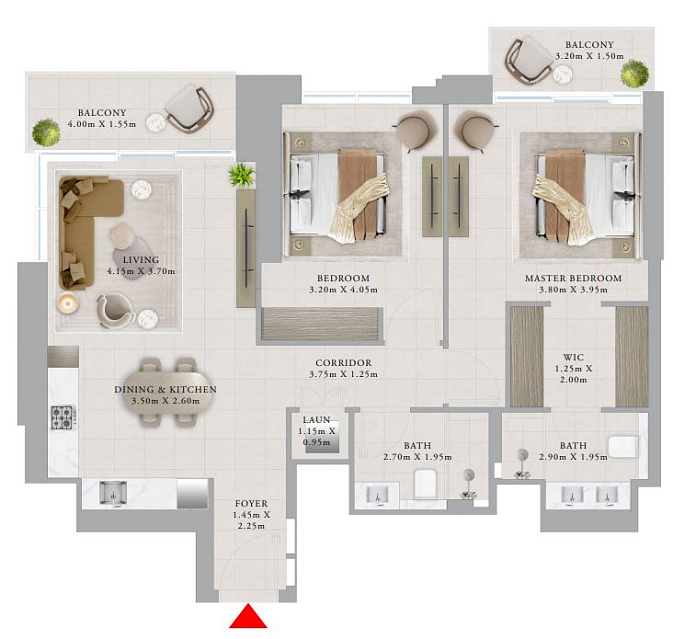 Layout picture 2-br from 1071 sqft