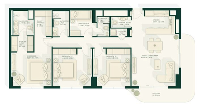 Layout picture 3-br from 1657 sqft Photo 2