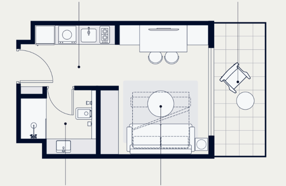 Flat 32.9 m2 in complex Azizi Venice