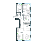 Layout picture Apartment with 3 bedrooms 107.7 m2 in complex Level Prichalnyi