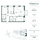 Layout picture Apartment with 3 bedrooms 112.6 m2 in complex Primavera