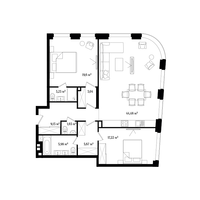Layout picture 3-rooms from 110.02 m2 Photo 2
