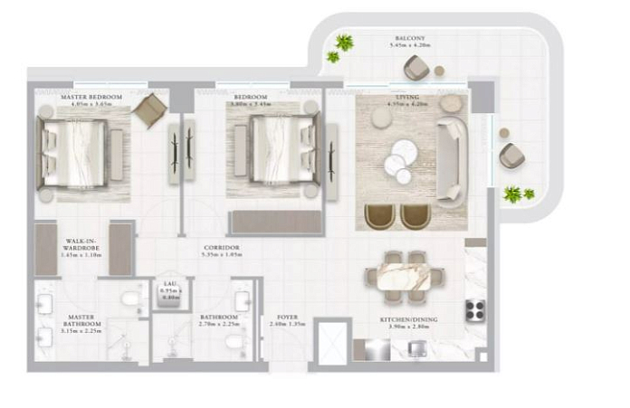 Layout picture 2-br from 1155 sqft