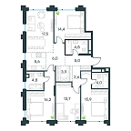 Layout picture Apartment with 4 bedrooms 114.4 m2 in complex Level Baumanskaya