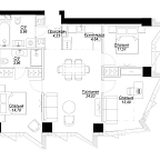 Layout picture Apartment with 3 bedrooms 82.36 m2 in complex Famous