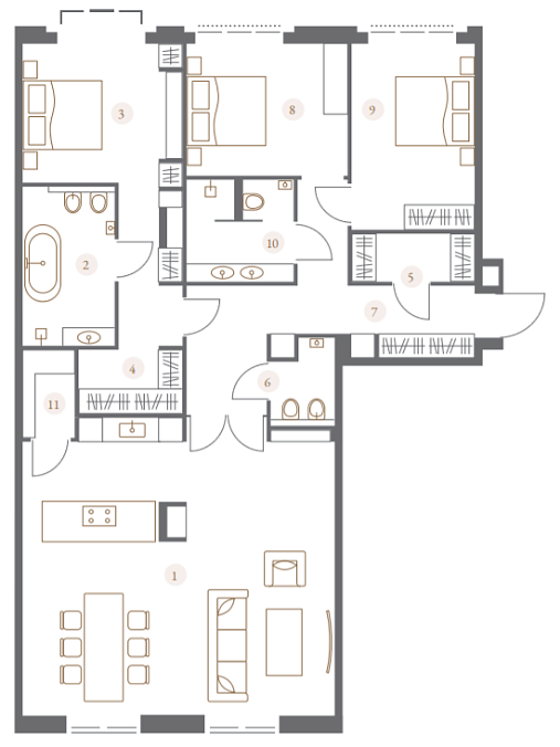 Layout picture 6-rooms from 207.46 m2 Photo 2