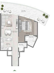 Layout Flat 77.5 m2 in complex Canal Crown