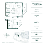 Layout picture Apartment with 3 bedrooms 129 m2 in complex Primavera