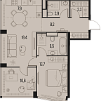 Layout picture Apartment with 2 bedrooms 72.6 m2 in complex High Life