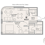 Layout picture Apartment with 1 bedroom 49.5 m2 in complex Stories