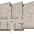 Layout picture Apartment with 2 bedrooms 78.1 m2 in complex High Life
