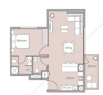 Layout Flat 76.2 m2 in complex V1TER Residence