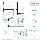 Layout picture Apartment with 2 bedrooms 70.9 m2 in complex Primavera