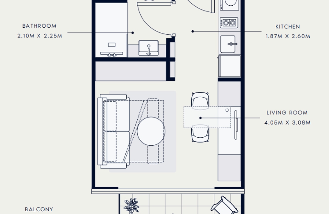 Flat 30.9 m2 in complex Azizi Venice