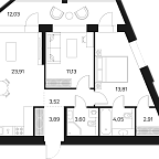 Layout picture Apartment with 2 bedrooms 72.84 m2 in complex Forst
