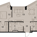 Layout picture Apartment with 1 bedroom 57.7 m2 in complex High Life